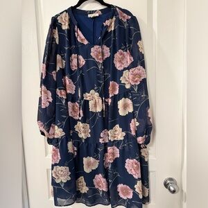 Floral Navy Dress with Pink Flowers